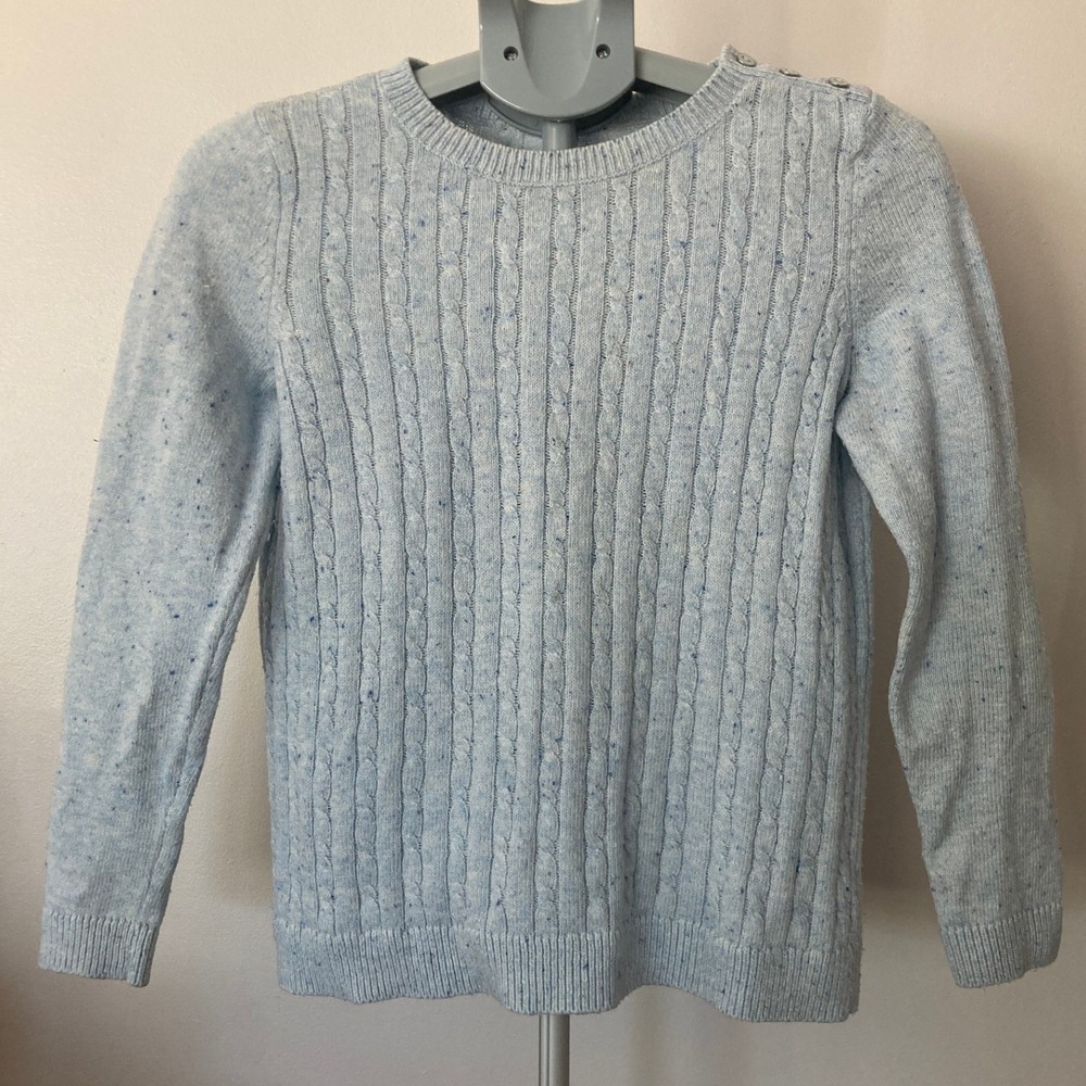 Talbots Small Light Blue Cable Knit Crew Neck Sweater Fishermancore Grandmacore